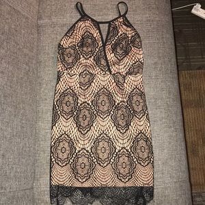DREAMSTATE SMALL LACE BLACK/NUDE SEXY MINI DRESS
